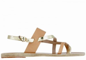 Ancient Greek Sandals Alethea Leather Achterband Sandalen Dames Beige Goud Wit | CBU3388DK