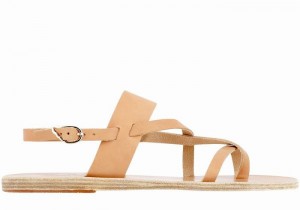 Ancient Greek Sandals Alethea Leather Achterband Sandalen Dames Beige | IGG1451JS