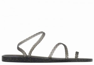 Ancient Greek Sandals Eleftheria Gevlochten Sandalen Dames Zwart Goud | VDU3449ST