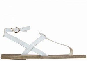 Ancient Greek Sandals Estia Leather Sandalen Met Enkelbandje Dames Wit | QUG9533ZP