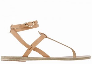 Ancient Greek Sandals Estia Leather Sandalen Met Enkelbandje Dames Beige | IJE9214QV