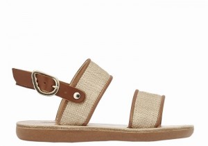 Ancient Greek Sandals Little Clio Rafia Soft Casual Sandalen Kinderen Beige Bruin | EUW8666ML