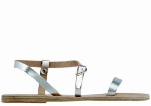 Ancient Greek Sandals Niove Leather Achterband Sandalen Dames Zilver | NZK7083FO