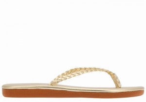 Ancient Greek Sandals Plage Flip Flop Gevlochten Sandalen Dames Goud Wit | VPD8337VQ