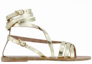 Ancient Greek Sandals Satira Leather Gladiator Sandalen Dames Goud Wit | ERM9299HD