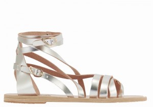 Ancient Greek Sandals Satira Leather Gladiator Sandalen Dames Zilver | OLP6990DL