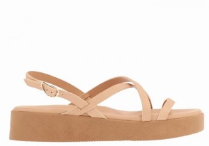 Ancient Greek Sandals Silia Leather Plateau Sandalen Dames Beige | CJV9712WN