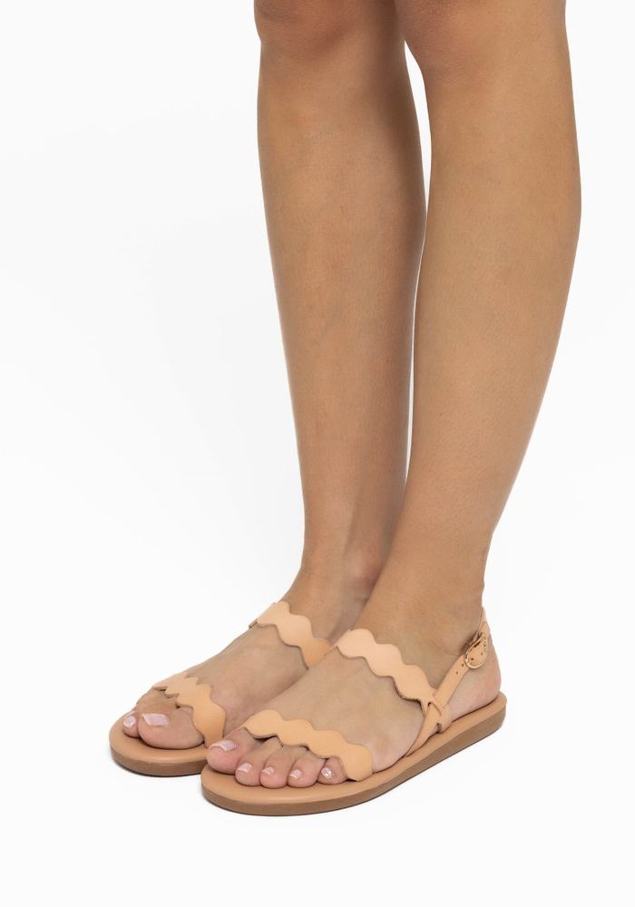 Ancient Greek Sandals Afros Achterband Sandalen Dames Beige | OZS692KX