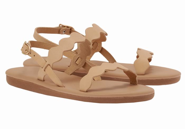 Ancient Greek Sandals Afros Achterband Sandalen Dames Beige | OZS692KX