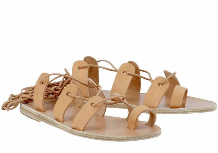 Ancient Greek Sandals Alcyone Leather Gladiator Sandalen Dames Beige | EAA7386WM