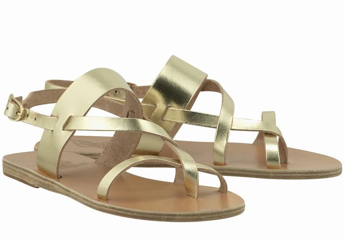 Ancient Greek Sandals Alethea Leather Achterband Sandalen Dames Goud Wit | NMA4948UH