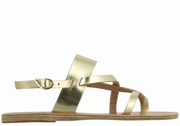 Ancient Greek Sandals Alethea Leather Achterband Sandalen Dames Goud Wit | NMA4948UH