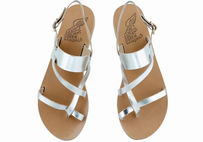 Ancient Greek Sandals Alethea Leather Achterband Sandalen Dames Zilver | IFP1652FL