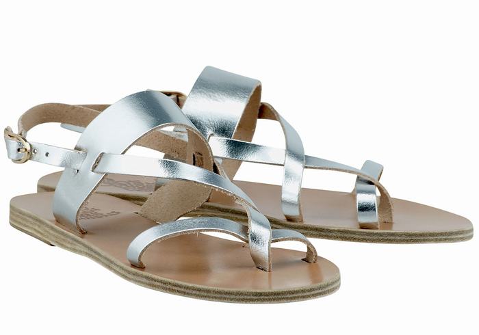 Ancient Greek Sandals Alethea Leather Achterband Sandalen Dames Zilver | IFP1652FL