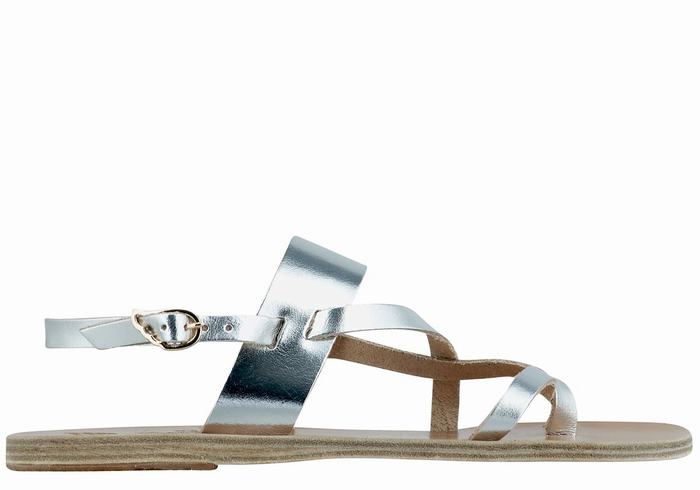 Ancient Greek Sandals Alethea Leather Achterband Sandalen Dames Zilver | IFP1652FL