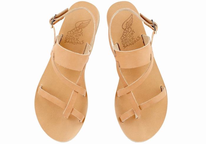 Ancient Greek Sandals Alethea Leather Achterband Sandalen Dames Beige | IGG1451JS