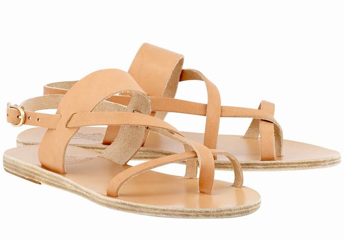 Ancient Greek Sandals Alethea Leather Achterband Sandalen Dames Beige | IGG1451JS