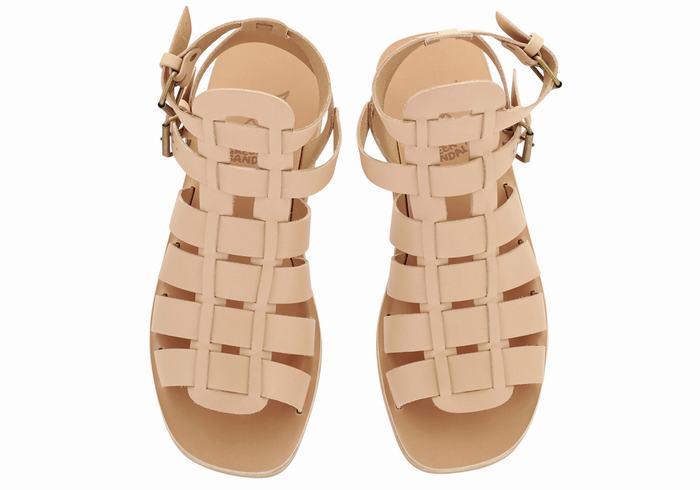 Ancient Greek Sandals Alexandros Leather Vissers Sandalen Heren Beige | PRN63100EH