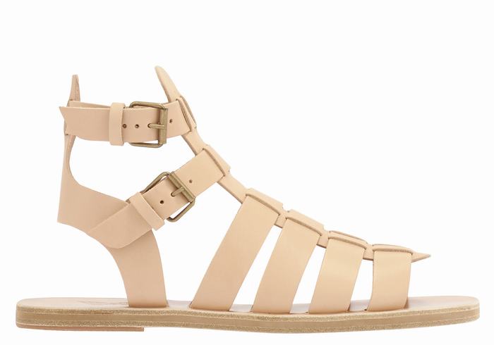 Ancient Greek Sandals Alexandros Leather Vissers Sandalen Heren Beige | PRN63100EH