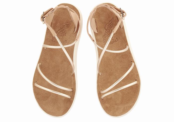 Ancient Greek Sandals Anastasia Comfort Sandalen Met Enkelbandje Dames Beige Goud Wit | BMX8427CO