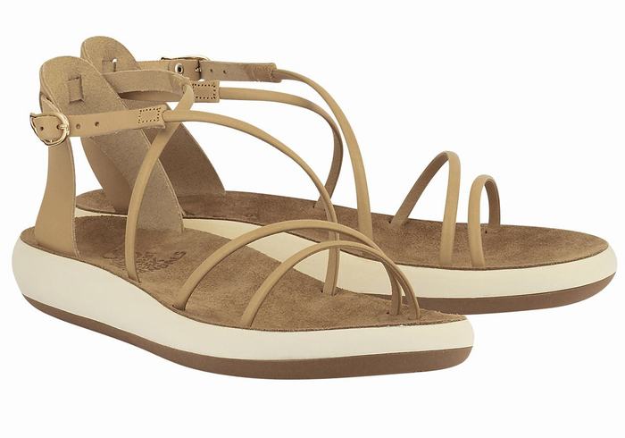 Ancient Greek Sandals Anastasia Comfort Sandalen Met Enkelbandje Dames Beige | OLE9995ZV