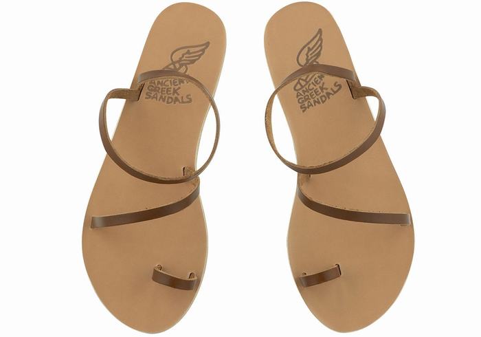 Ancient Greek Sandals Apli Eleftheria Leather Vissers Sandalen Dames Donkerbruin | SFM5148HL