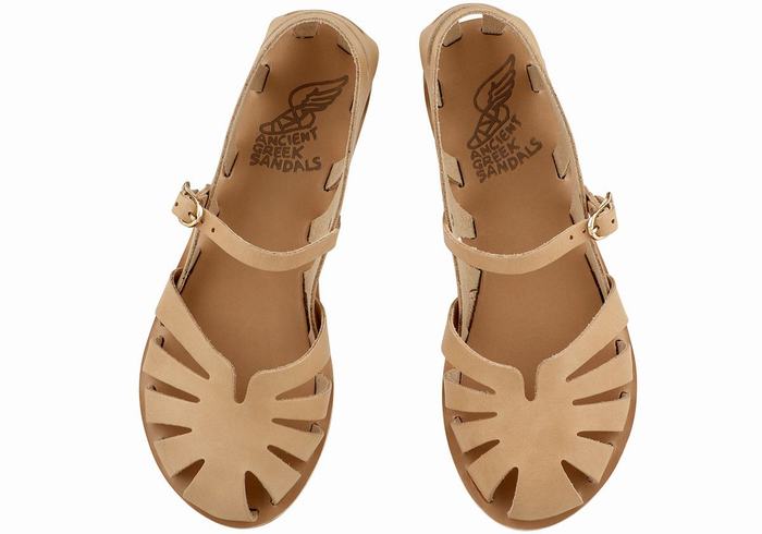 Ancient Greek Sandals Apollonia Leather Vissers Sandalen Dames Beige | OWP10017TC