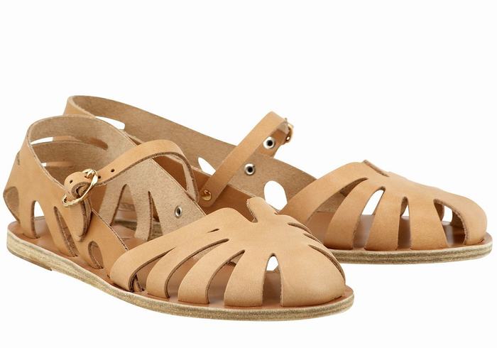 Ancient Greek Sandals Apollonia Leather Vissers Sandalen Dames Beige | OWP10017TC