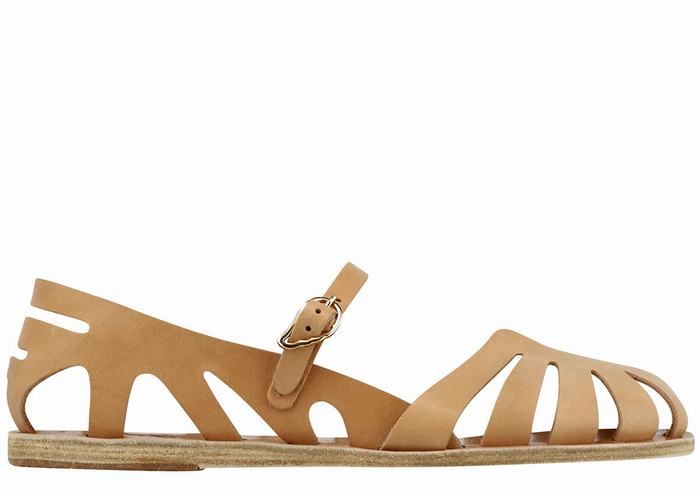 Ancient Greek Sandals Apollonia Leather Vissers Sandalen Dames Beige | OWP10017TC