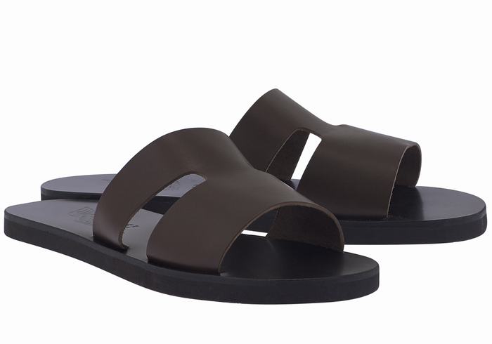 Ancient Greek Sandals Apteros Schuifsandalen Heren Chocola | SKB6557MG