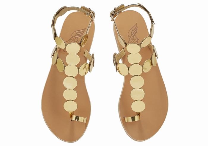 Ancient Greek Sandals Asteras Leather Teenpaal Sandalen Dames Goud | QWP4453QO