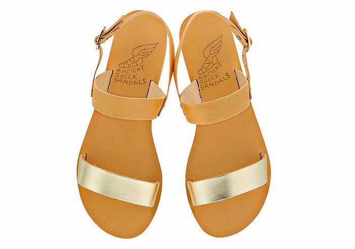 Ancient Greek Sandals Clio Achterband Sandalen Dames Beige Goud Wit | YSP1347PC