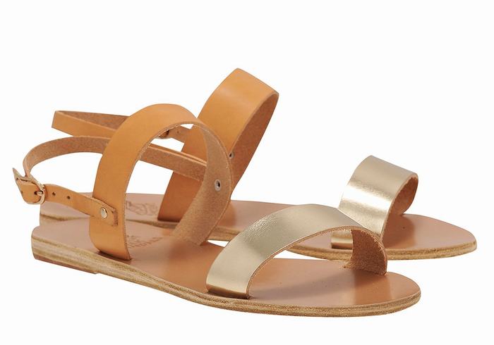 Ancient Greek Sandals Clio Achterband Sandalen Dames Beige Goud Wit | YSP1347PC