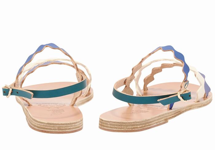 Ancient Greek Sandals Clio Onda Achterband Sandalen Dames Blauw Wit | SRU4092ZX