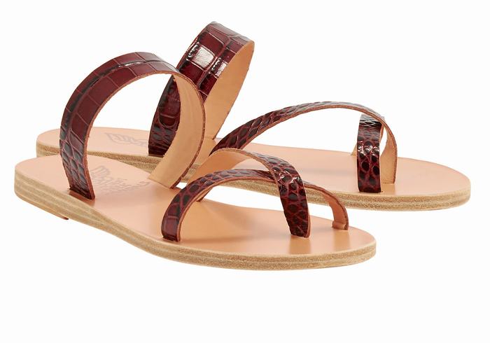 Ancient Greek Sandals Daphnae Schuifsandalen Dames Donkerrood Zwart | WPR4361IP