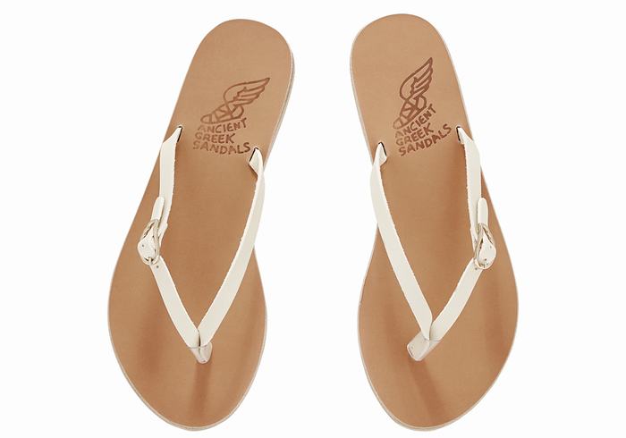 Ancient Greek Sandals Dihalo Leather Teenslippers Dames Wit | HZP33100LY