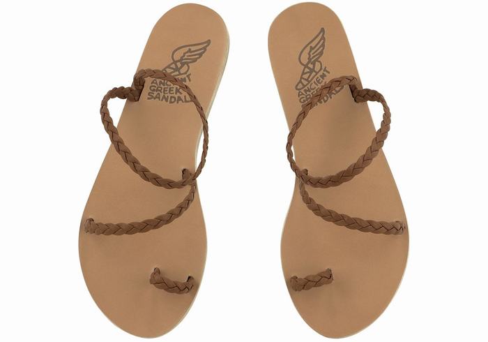 Ancient Greek Sandals Eleftheria Leather Gevlochten Sandalen Dames Chocola | PZZ2324IG