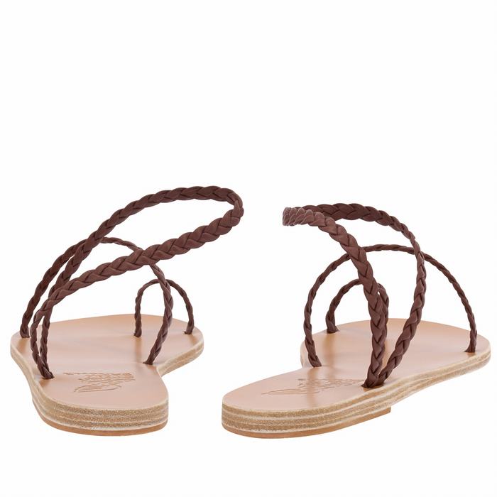 Ancient Greek Sandals Eleftheria Leather Gevlochten Sandalen Dames Koffie | MWS512GC