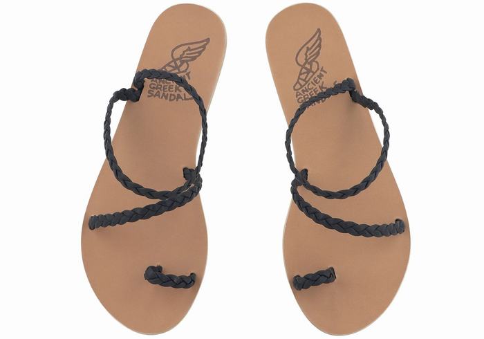 Ancient Greek Sandals Eleftheria Leather Gevlochten Sandalen Dames Donkerblauw | VGO5434VR