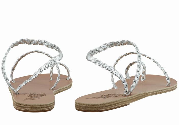 Ancient Greek Sandals Eleftheria Leather Gevlochten Sandalen Dames Zilver | ABQ353KN