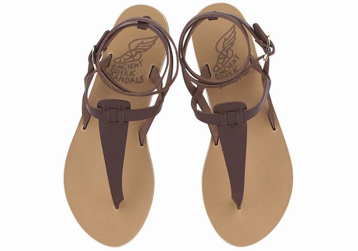 Ancient Greek Sandals Estia Leather Sandalen Met Enkelbandje Dames Koffie | RQP6530FM