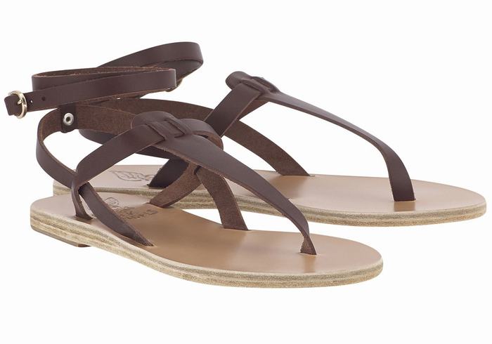 Ancient Greek Sandals Estia Leather Sandalen Met Enkelbandje Dames Koffie | RQP6530FM