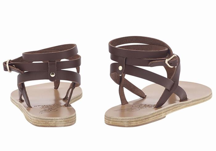 Ancient Greek Sandals Estia Leather Sandalen Met Enkelbandje Dames Koffie | RQP6530FM