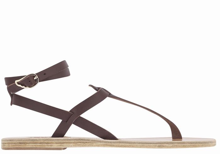 Ancient Greek Sandals Estia Leather Sandalen Met Enkelbandje Dames Koffie | RQP6530FM