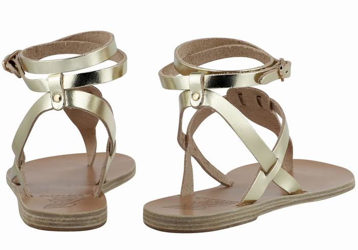 Ancient Greek Sandals Estia Leather Sandalen Met Enkelbandje Dames Goud Wit | ZIX3939QU