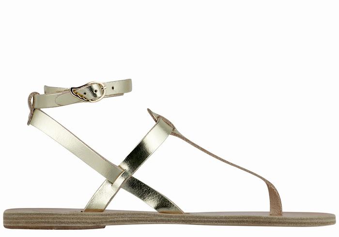 Ancient Greek Sandals Estia Leather Sandalen Met Enkelbandje Dames Goud Wit | ZIX3939QU