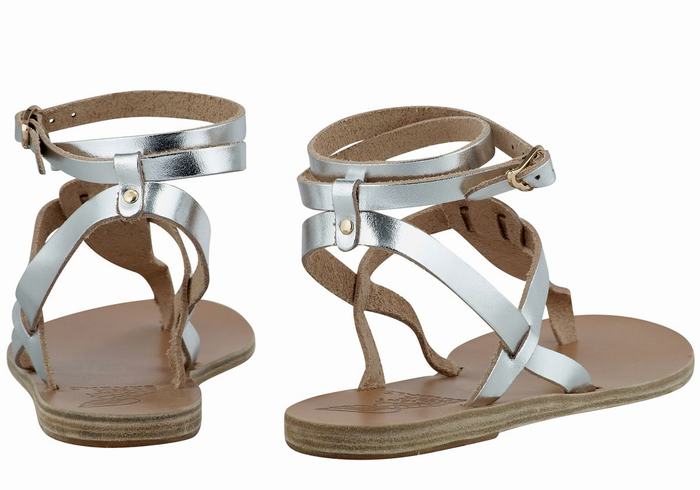 Ancient Greek Sandals Estia Leather Sandalen Met Enkelbandje Dames Zilver | GCJ6815JV