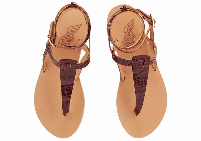 Ancient Greek Sandals Estia Sandalen Met Enkelbandje Dames Donkerrood Zwart | VFK9036HX