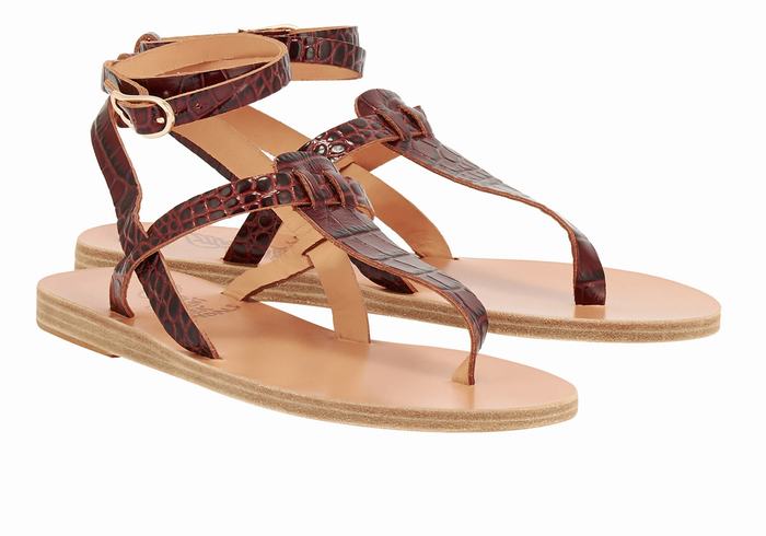 Ancient Greek Sandals Estia Sandalen Met Enkelbandje Dames Donkerrood Zwart | VFK9036HX