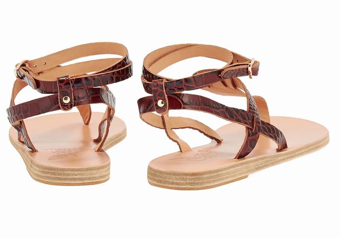 Ancient Greek Sandals Estia Sandalen Met Enkelbandje Dames Donkerrood Zwart | VFK9036HX